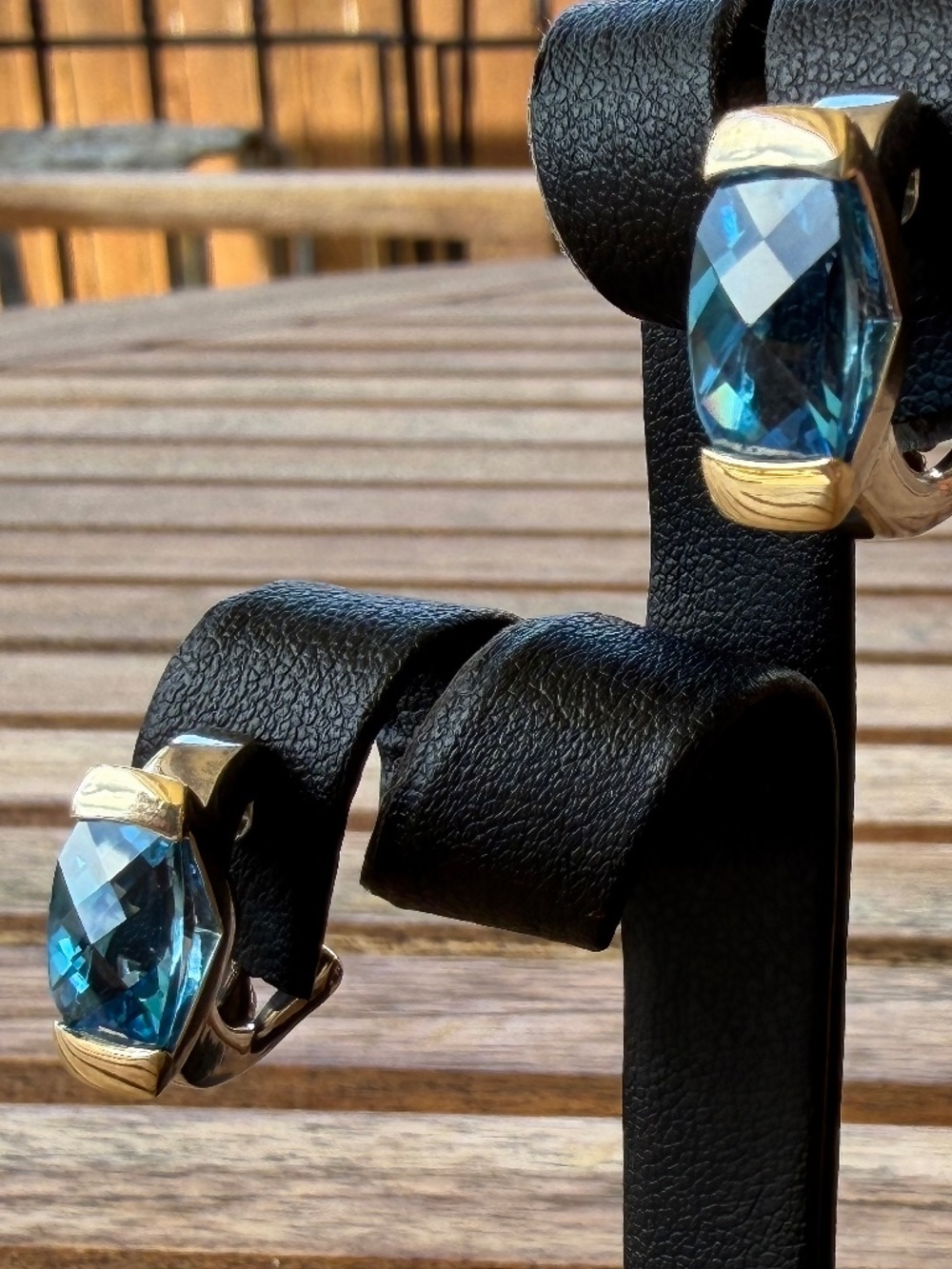 LORENZO BLUE TOPAZ EARRING 925 WITH 18K ACCENTS